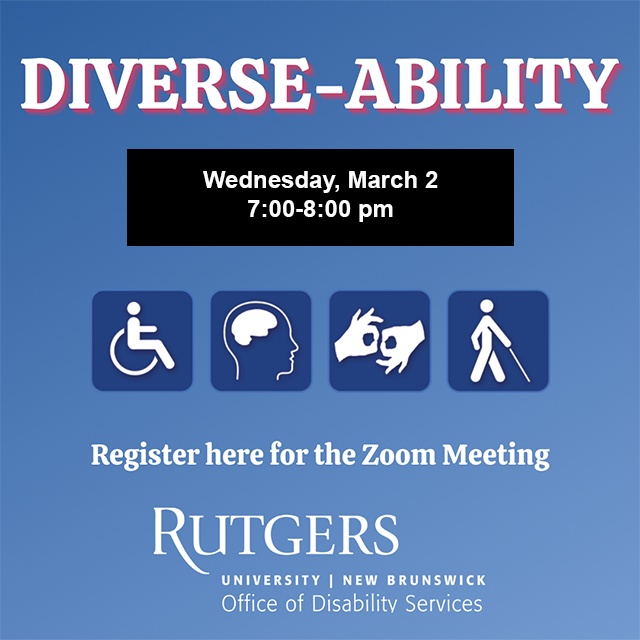 Flyer announcing Diverse-Ability on March 2, 2022, 7:00 pm